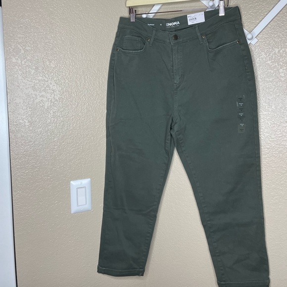 Sonoma Boyfriend High Rise Pants Olive Green NWT - Picture 3 of 5